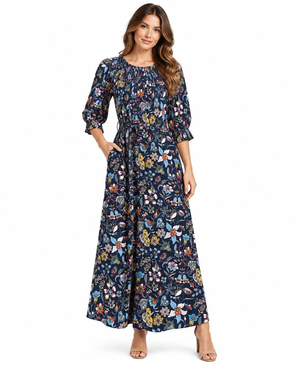 Boden Floral Smocked Maxi Dress – Size 4 Regular